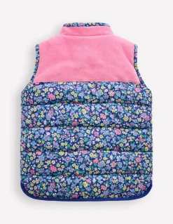 Borg Mix Collared Gilet-Sapphire Blue Nautical Floral-Boden Shop