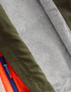 Borg Mix Jacket-Khaki Colourblock-Boden Store