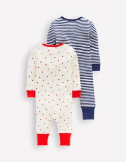 Boys Twin Pack Rompers-Starboard Blue Stripe-Boden Best