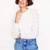 Broderie Sleeve Frill Neck Top--Boden Online