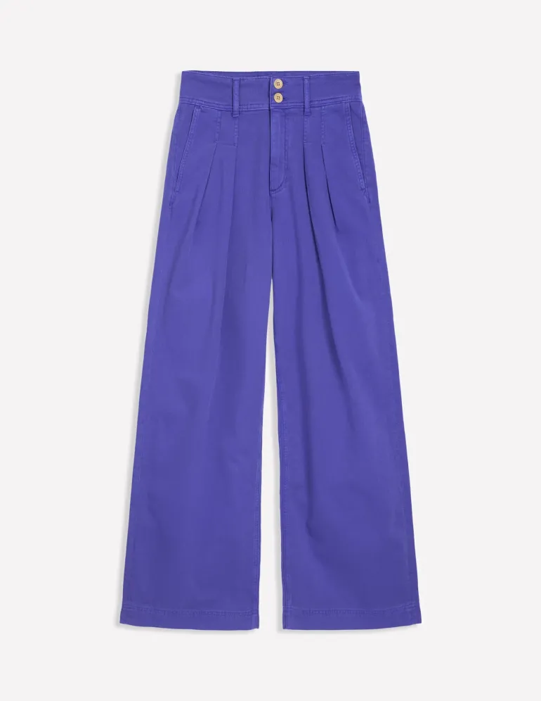 Brompton Wide Leg Trousers-Bright Blue-Boden Cheap