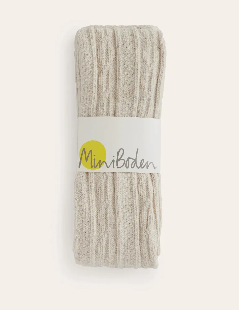 Cable Footless Tights-Oatmeal Marl-Boden Outlet