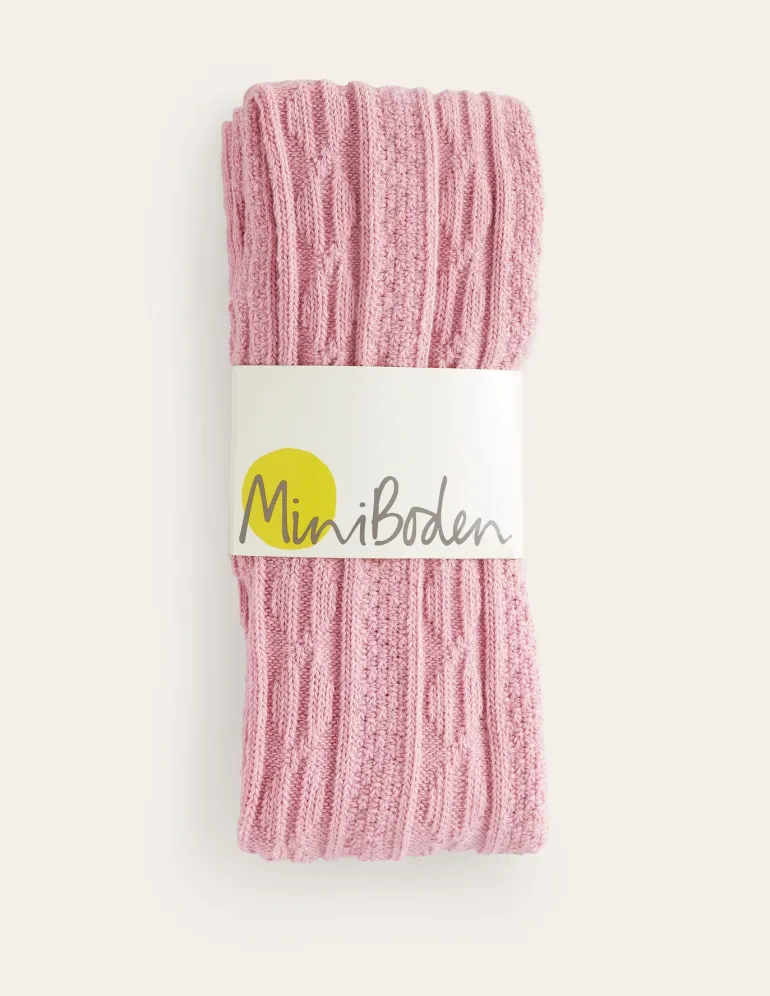 Cable Footless Tights-Vintage Pink-Boden Sale