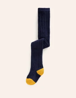 Cable Knit Tights-College Navy-Boden Online