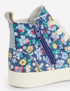 Canvas High Tops-Sapphire Blue Floral-Boden Flash Sale