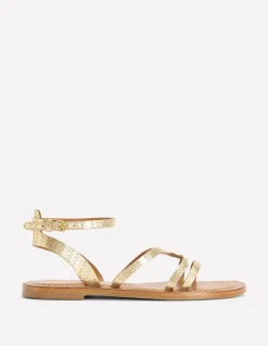Casual Flat Sandal-Gold Woven Leather-Boden Outlet