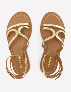 Casual Flat Sandal-Gold Woven Leather-Boden Outlet
