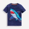 Chain Stitch T-Shirt-Medieval blue Shark-Boden New