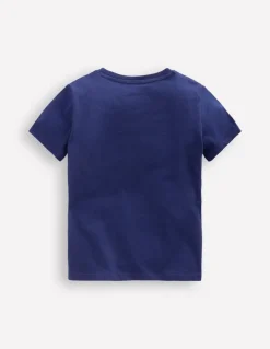 Chain Stitch T-Shirt-Medieval blue Shark-Boden New
