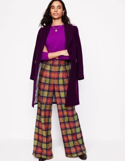 Chiswick Wool Blend Pants-Green and Purple Check-Boden Outlet