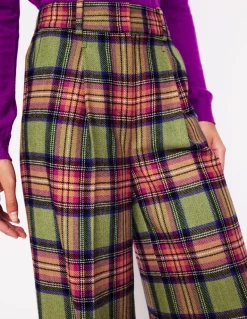 Chiswick Wool Blend Pants-Green and Purple Check-Boden Outlet