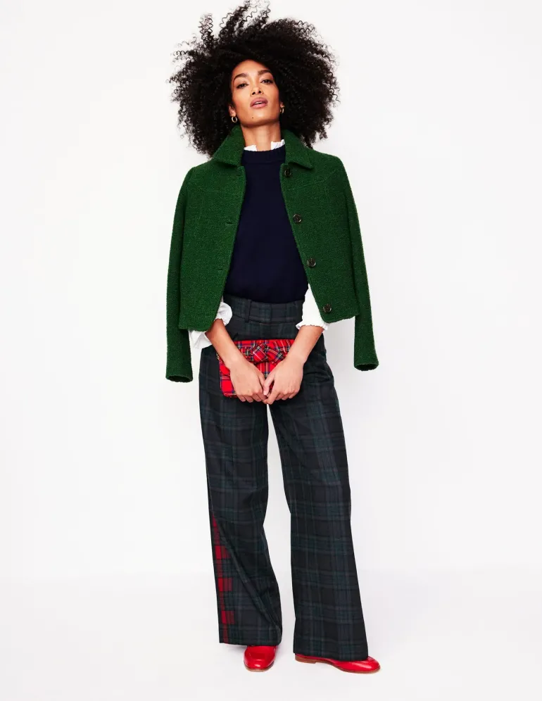 Chiswick Wool Blend Pants-Navy and Green Check-Boden Store