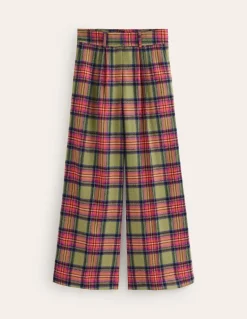 Chiswick Wool Blend Pants-Green and Purple Check-Boden Outlet