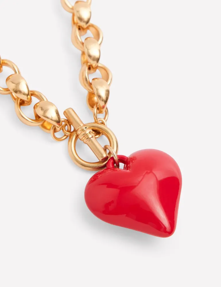 Chunky Heart Necklace-High Risk Red-Boden Best