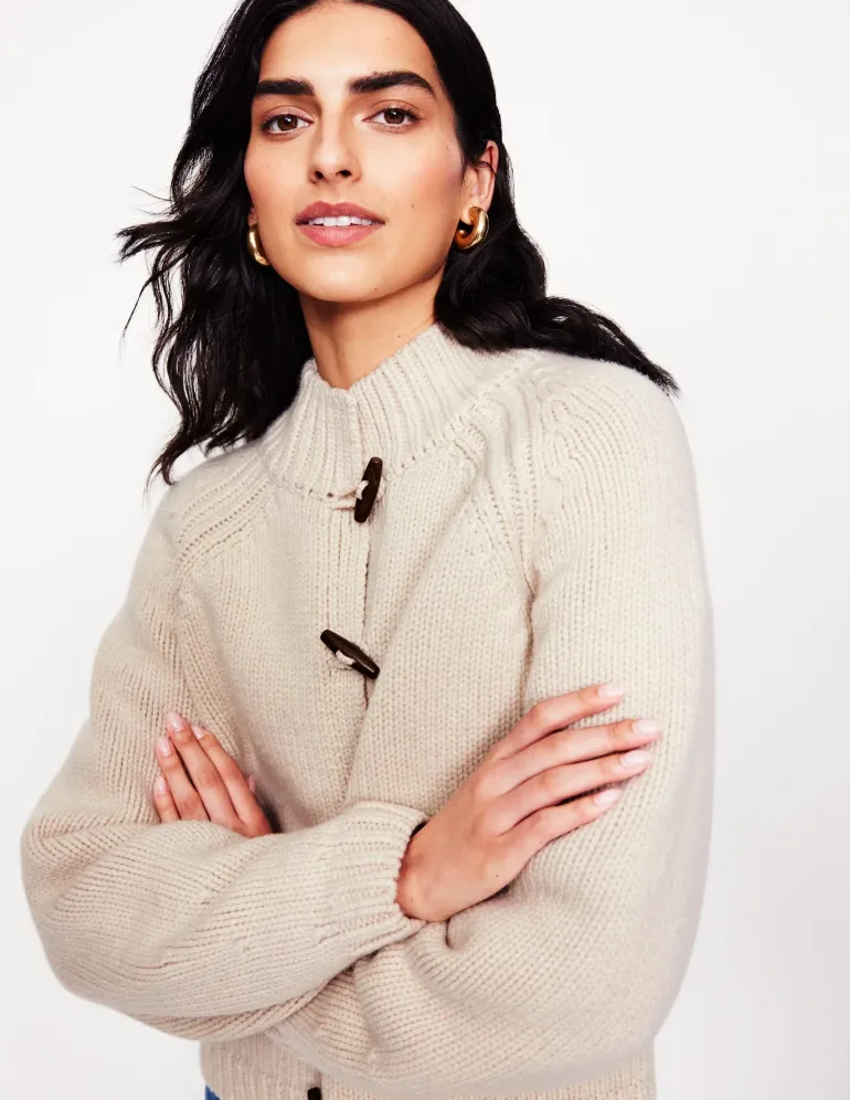Chunky Wool Cardigan-Warm Ivory-Boden Sale