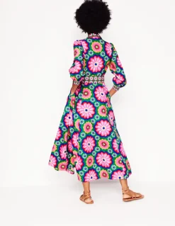 Clara Cotton Shirt Dress-Multi, Flower Tile-Boden Online