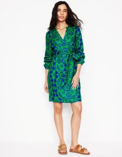 Cleo Tie Waist Linen Dress-Aleo, Structured Meadow-Boden Store