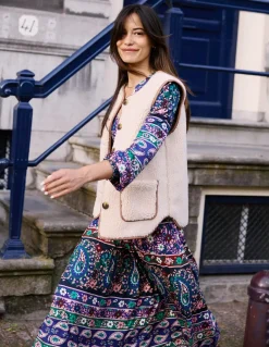 Clerkenwell Borg Button Gilet-Natural Faux Fur-Boden Discount