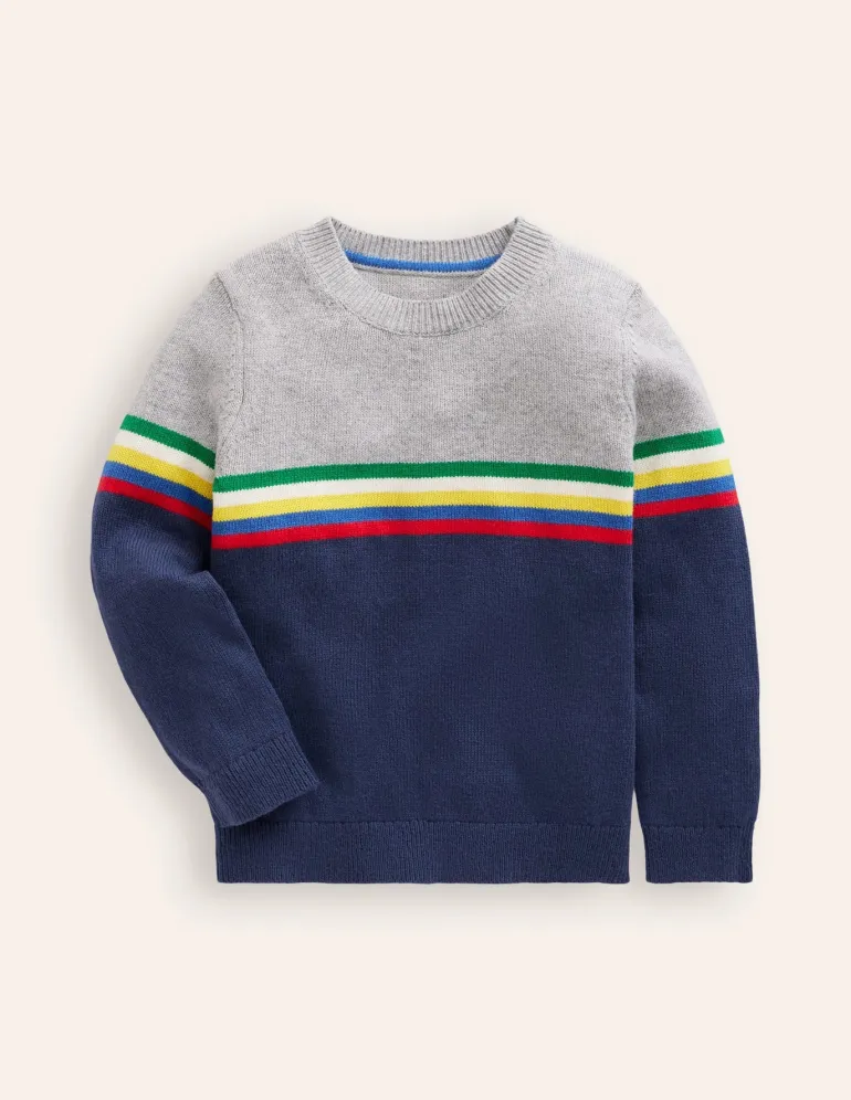 Colour Block Sweater-College Navy-Boden Flash Sale