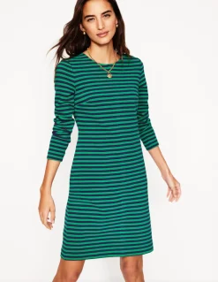 Cornelia Ottoman Dress-Rich Emerald, Navy Stripe-Boden Sale