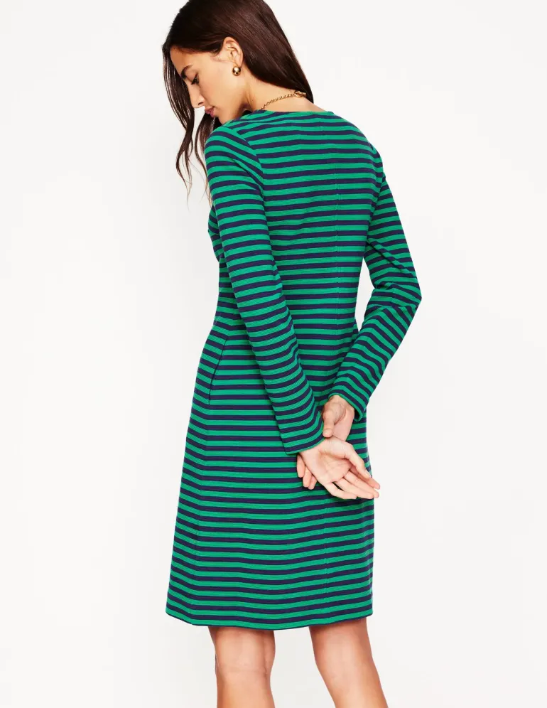 Cornelia Ottoman Dress-Rich Emerald, Navy Stripe-Boden Sale