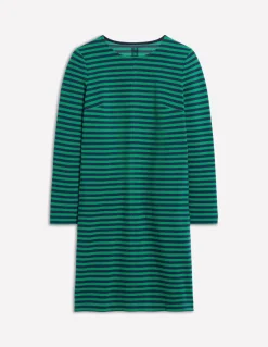 Cornelia Ottoman Dress-Rich Emerald, Navy Stripe-Boden Sale