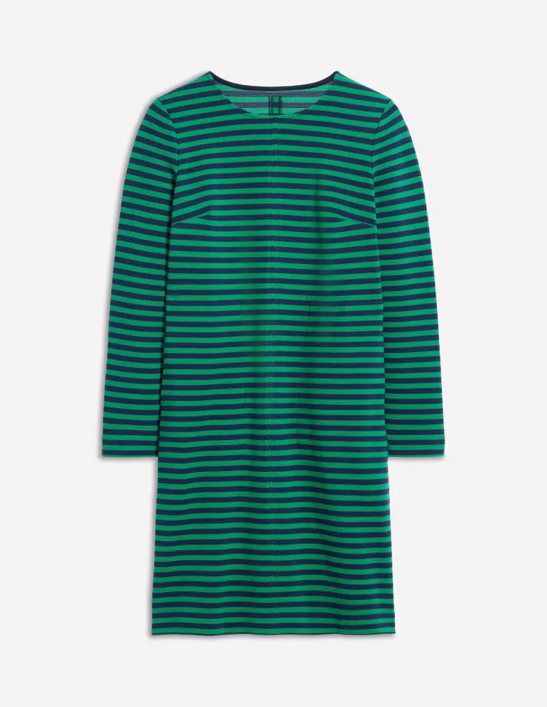 Cornelia Ottoman Dress-Rich Emerald, Navy Stripe-Boden Sale