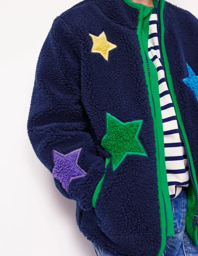 Cosy Borg Jacket-College Navy Star-Boden New