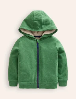 Cosy Fleece-Lined Hoodie-Green Marl-Boden Fashion