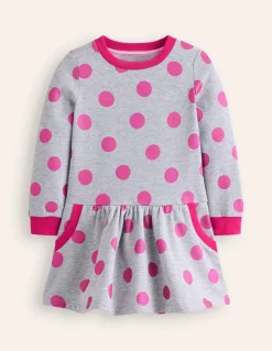 Cosy Printed Sweatshirt Dress-Chalk Pink Wild Rose-Boden Hot
