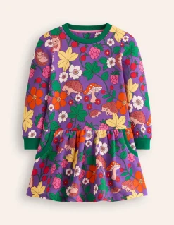 Cosy Printed Sweatshirt Dress-Pansy Purple Hedgehogs-Boden Flash Sale