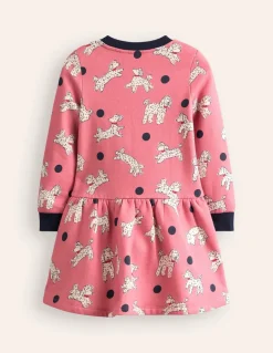 Cosy Printed Sweatshirt Dress-Almond Pink Poodles-Boden Flash Sale