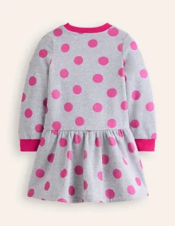 Cosy Printed Sweatshirt Dress-Chalk Pink Wild Rose-Boden Hot