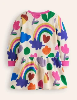 Cosy Printed Sweatshirt Dress-Multi Rainbow Collage-Boden Sale