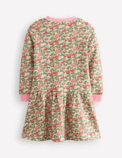Cosy Printed Sweatshirt Dress-Chalk Pink Wild Rose-Boden Cheap