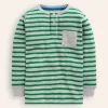 Cosy Waffle Henley T-Shirt-Highland Green and Grey Marl-Boden Shop