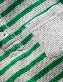 Cosy Waffle Henley T-Shirt-Highland Green and Grey Marl-Boden Shop