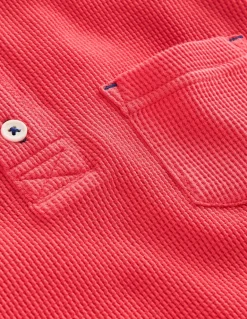 Cosy Waffle Henley T-Shirt-Jam Red-Boden Cheap