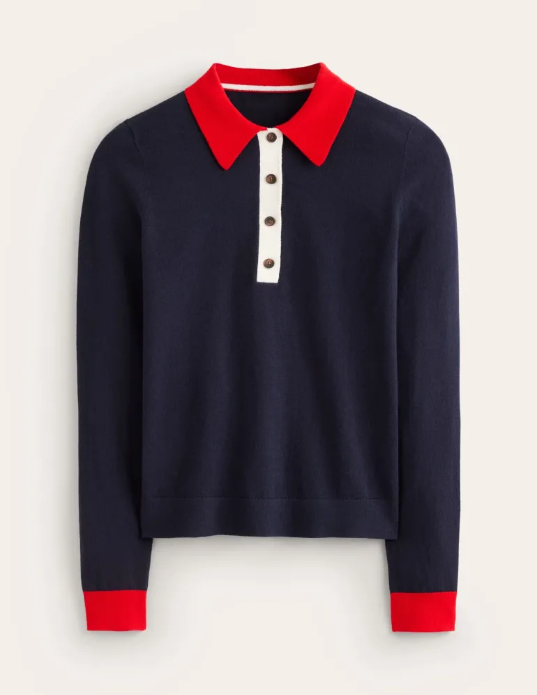 Cotton Blend Henley Sweater--Boden Best Sale
