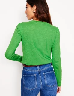 Cotton Crew Long Sleeve Top-Paradise Green-Boden Store