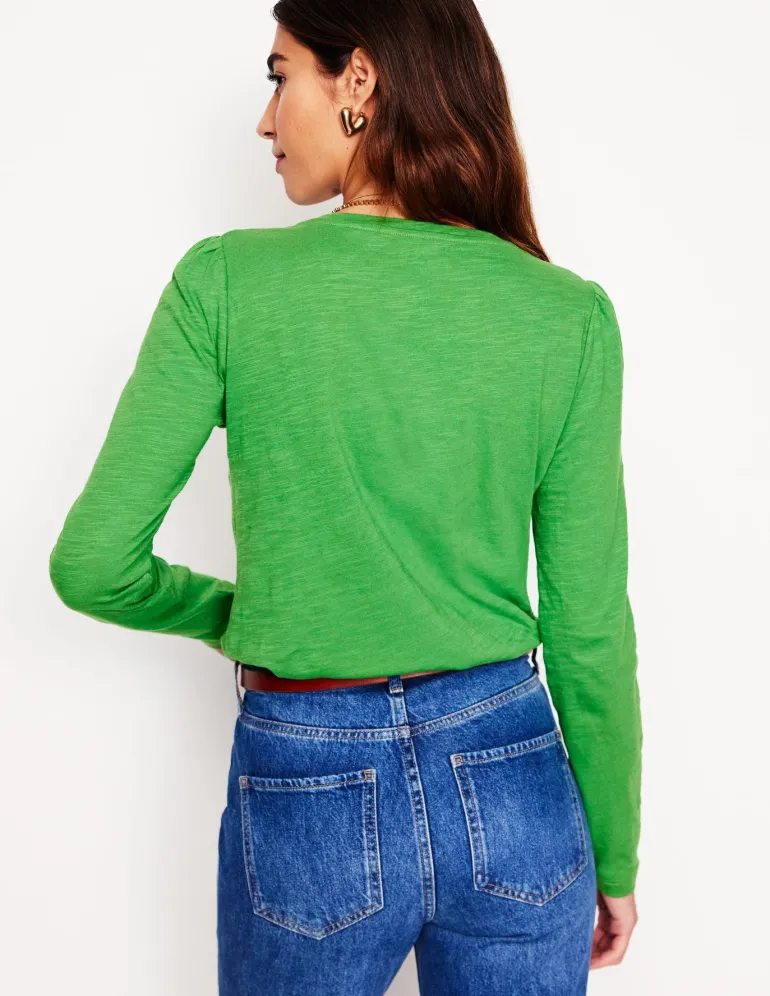 Cotton Crew Long Sleeve Top-Paradise Green-Boden Store