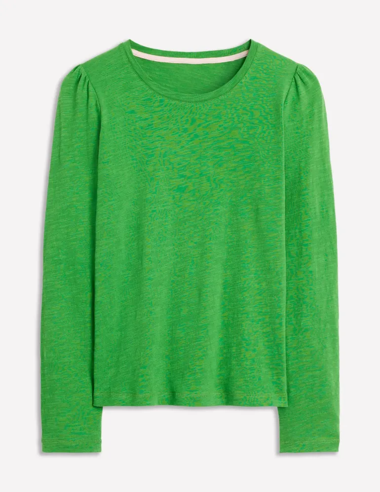 Cotton Crew Long Sleeve Top-Paradise Green-Boden Store