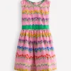 Cotton Linen Vintage Dress-Pink Spring Floral Stripe-Boden Hot