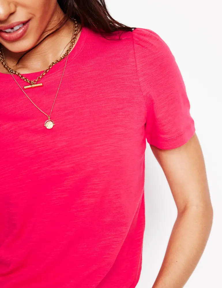 Cotton Puff Sleeve T-Shirt-Camelia Pink-Boden Outlet