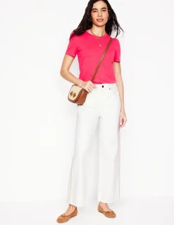 Cotton Puff Sleeve T-Shirt-Camelia Pink-Boden Outlet