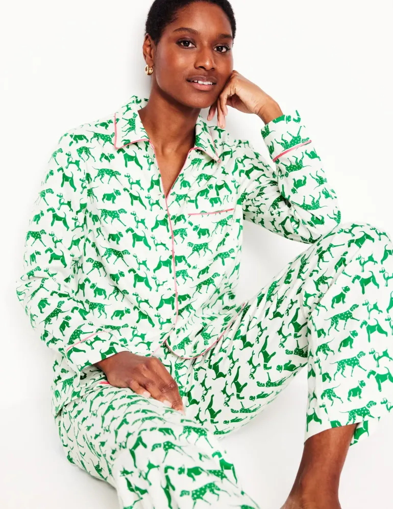 Cotton Sateen Pajama Shirt-Ivory, Janet and Friends-Boden Cheap