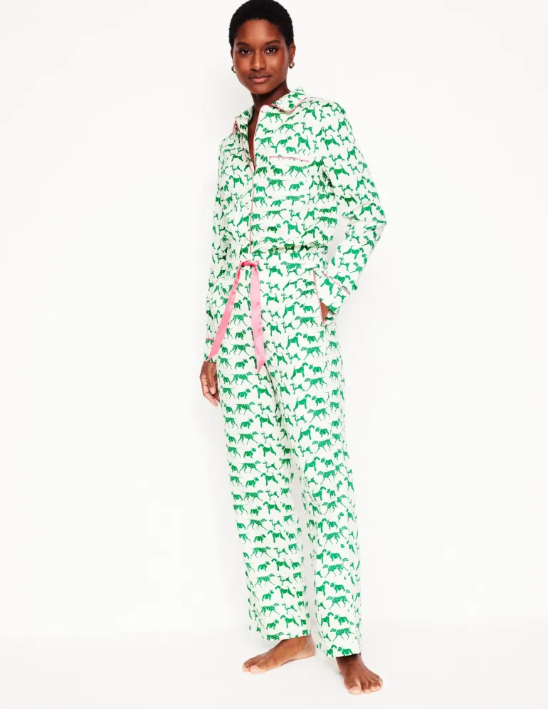 Cotton Sateen Pajama Trousers-Ivory, Janet and Friends-Boden Discount
