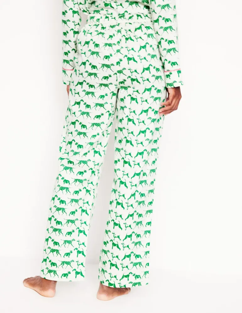 Cotton Sateen Pajama Trousers-Ivory, Janet and Friends-Boden Discount