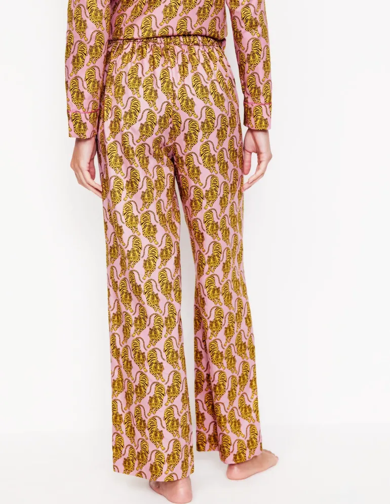 Cotton Sateen Pajama Trousers-Ceylon Yellow, Tiger-Boden Flash Sale