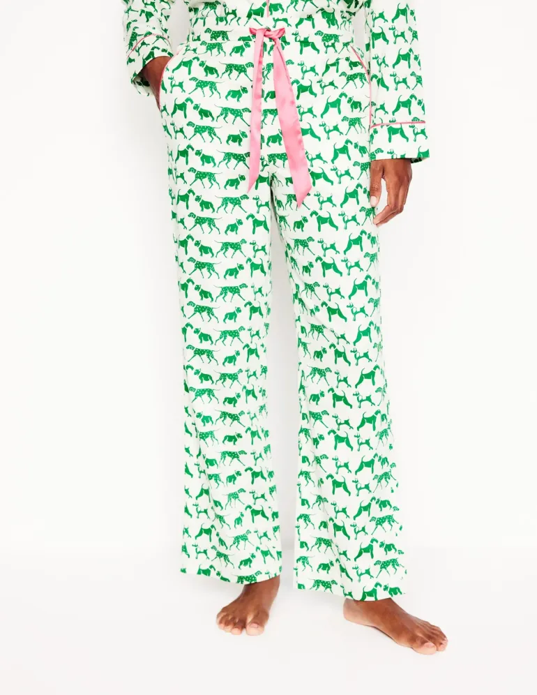 Cotton Sateen Pajama Trousers-Ivory, Janet and Friends-Boden Discount